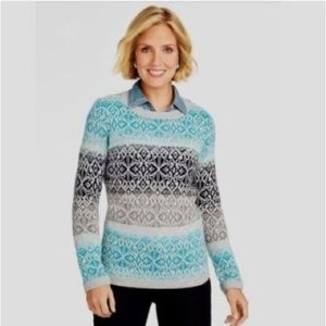 TALBOTS Lambswool Fair Isle Sweater, Size Medium